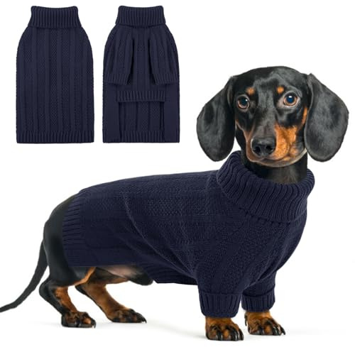Queenmore Dog Jumper XS, Cozy & Stretchy Cat Jumper for Puppy, Chihuahua, Teacup, Cats, Kitten (Navy, XS) | Soft Knitted Dogs Christmas Sweater Clothes,Puppy Sweaters for Dogs Girl Boy,Pet Outfit for Teacup,Chihuahua(Dark Navy, XS)