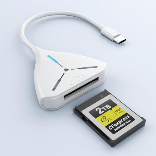 CFexpress Typ B Kartenlesegerät, USB 3.2 Gen 2 CF Speicherkartenlesegerät mit USB-C-Anschluss, 10 Gbit/s schneller Kartenleser für CFexpress Typ B-Karten, Kompatibel mit Mac OS/Linux/Windows/Chrome OS