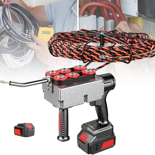 zhenmaster Pasacables automático portátil con batería de litio – Máquina de hilo para electricista con alta resistencia y uso versátil en obra y reformas(37500mah,30m-line)