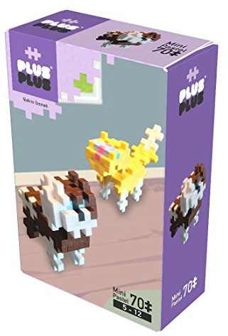 Plus-Plus 9603754 Genialt konstruktionsleksak, pastell, hundar och katter, byggstensset, 70 delar