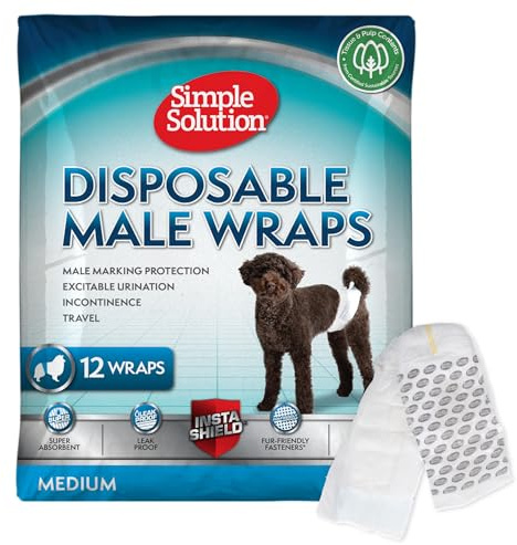 Simple Solution Enveloppe jetable pour chien mâle, moyenne - paquet de 12