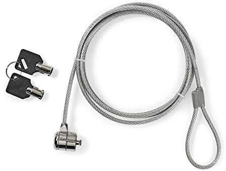 Nedis Verrou pour Ordinateur Portable Clé 1,8 m Argent