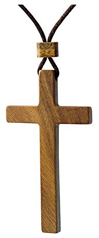 Natürliche Holzkreuz Sandalholz Kreuz Anhänger Halskette für Männer Frauen Geschenk Holz Casual Pullover Kette Christliche Taufe Weihnachten Ostern Gebet Glaube Bestätigung Geburtstag Geschenk (Brown)