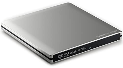 techPulse120 Esterno USB 3.1 Masterizzatore Lettore Blu-ray Blue BD Player BDXL Burner per PC USB-C M-Disc lettori BluRay USB Alu Argento