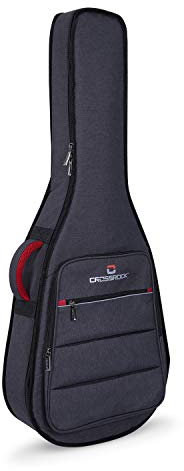 Crossrock CRSG107 1/2 storlek klassisk gitarrväska med 10 mm vadderade ryggsäcksremmar i mörkgrå