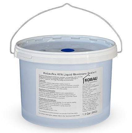 KobauFlex KFA Fast Drying Anti-Fracture Waterproofing Crack Isolation Liquid Rubber Membrane Sealant, 1.3 Gallon Pail (5 Kg), Flooring Underlayment for Indoor Use, Blue Colored, Odorless (551050000)