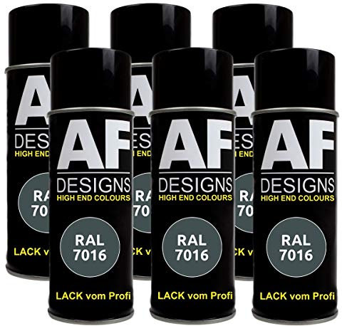 6 X RAL vernice spray per auto, colore grigio antracite opaco RAL7016