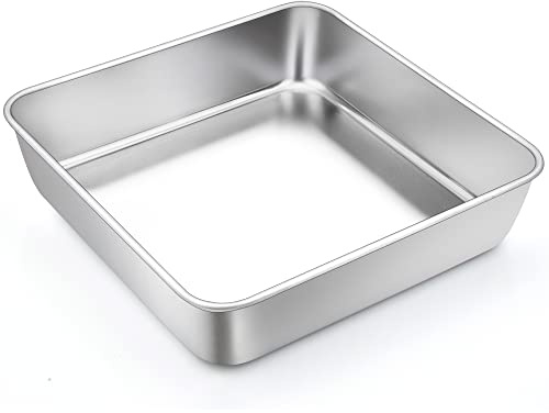TeamFar 9 x 9 Inch Baking Pan, Stainless Steel Square Cake Pan