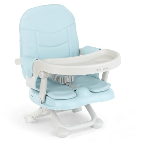 KikkaBoo Asiento Elevador PAPPO, Booster hasta 36 meses, Regulable en Altura en 4 Posiciones, Plegable, Bandeja Extraíble, Portátil, Compacta, Azul