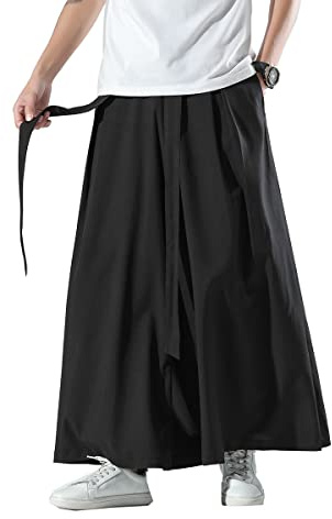 Seidarise Herr vida ben ledig haremslinne japansk yoga haremsbyxor hiphop joggingbyxor säckig, 75 svart, S