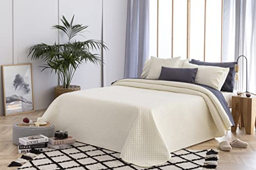 Todocama – Colcha boutí Fina con diseño de Rombos, para Primavera, Verano, otoño e Invierno. 100% Microfibra Extra Suave. Colcha Cubre Cama Multiusos. Cama 140/150/160-250x260cm Beige