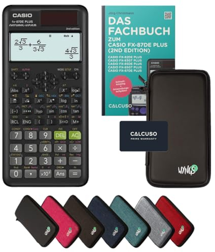 Casio fx-87DE Plus 2nd Edition inkl. Schutztasche Schwarz & Fachbuch (48 Seiten, DIN A5) – Wissenschaftlicher Rechner – Smart Set