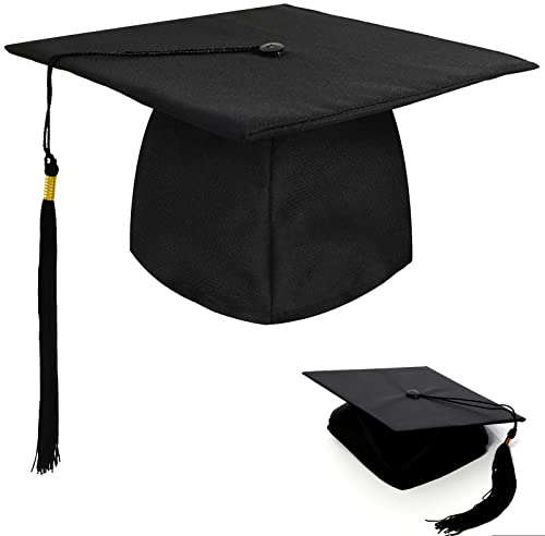 BOOSHMall Bachelor hut, Abschluss Hut Doktorhut Graduation Hat Absolventenkappe Bachelor Absolventenhut für Abschlussfeiern vom Studium, Abitur, Hochschule, Universität - Schwarz