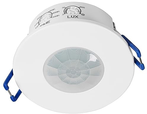 McShine - Détecteur de Mouvement Infrarouge IR à l'intérieur, Installation encastrée au Plafond | LX-420 | Portée 360° 8 m, IP65, Compatible LED, capteur de lumière pour Plafond intérieur