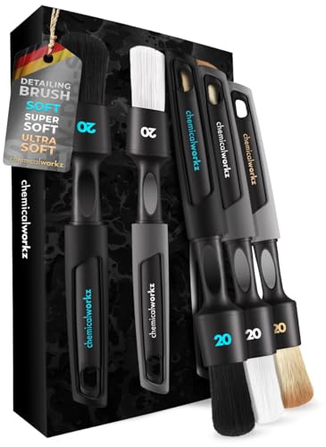 Chemicalworkz Detailing Brush Pinsel Set | 3X Auto Reinigungspinsel Detailing Bürsten für sanfte Innenraumreinigung & Felgenpflege | ergonomischer Griff, kratzfrei | Premium Auto Reinigungsbürsten