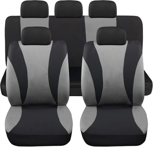 Susy Shop Universelle Autositzbezüge für vorne und hinten, bequem und atmungsaktiv, Schutzbezüge für mittelgroße Nutzsitze, kein SUV (LS06-Grau)
