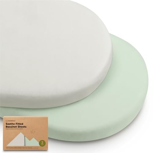 2-Pack Bio Spannbettlaken Babybett für Mädchen, Jungen - 100% Baumwolle Spannbettlaken Kinderwagen, Beistellbett Stubenwagen & Wiegen Matratze Bezug, Unisex (Sage)