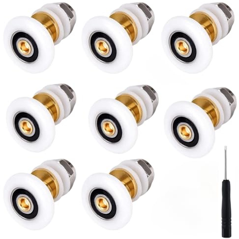 AVIMYA Duschtürrollen 23mm Duschkabine Rollen Ersatzteile Duschkabinen Glastürrolle Duschtür Rollen Schiebetür Ersatzrollen für Duschkabinentür obere und untere Ersatzteile 8 Stück.HXX-RZQ23MM