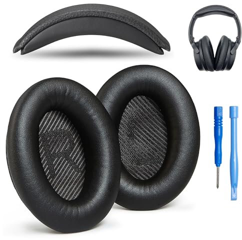 AHG Accessory House Global Replacement QC Ear Pad and Headband Pad Kit Cushion. Compatible with Bose QuietComfort (2023) QC45 QC35 QC35 II Wireless Noise Cancelling Headphones (Black) Easy DIY Fit