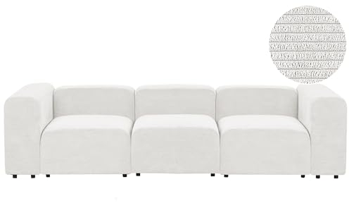 Beliani Moderno sofá Modular 3 plazas Conjunto de Sala de Estar tapicería de Pana Blanco Falsterbo
