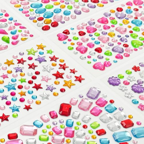 4000 x Glitzersteine Selbstklebend Strasssteine Sticker Zum Gesicht Basteln | 11 Blätter Strasssteine zum Kleben Acryl Bunt Glitzer Sticker Glitzersticker für DIY Haare Fotorahmen Grußkarten Scrapbooking