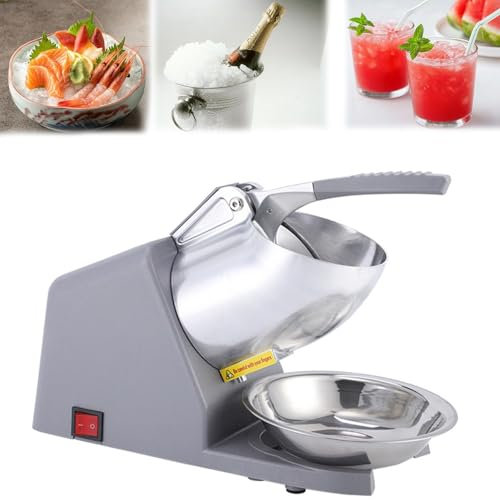 DOJOEUU Electric Ice Crusher, 380W 2200R/M Ice Shaver Machine with Dual Blades, 85kg/hr, Stainless Steel Snow Cone Maker with Bowl, Commercial Ice Crusher for Ice Cream, Cold Drinks, Smoothies