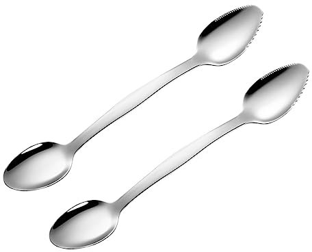 CIYODO 1 Satz 2st Doppelseitiger Hobelschlammlöffel Eislöffel Grablöffel Obstlöffel Wassermelonen-löffel Fruchtpüree Zickzack-löffel Löffel Umrühren Babylöffel Silver Rostfreier Stahl