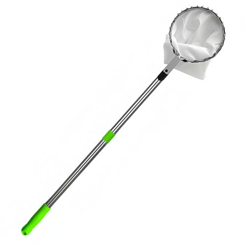 Pole de ramasseur de fruits avec panier de fruits télescopique 10,5 pi Pôle de sélecteur de fruits avec panier en télescopage en acier inoxydable Polaire à fruits réglable avec un panier de dents en
