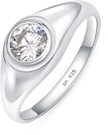 Amberta Siegelring aus 925 Sterling Silber - Kleine Fingerringe für Damen und Mädchen - Stapelringe