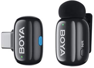 Boyamini Wireless Lavalier Microphone for Andriod USB C, Ultra mini microphone with AI voice switching, noise reduction and charging case, Metal clip on TikTok Content Creators