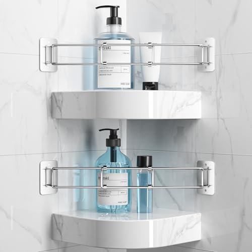 Josmimic 2 Pack RV Shower Corner Storage Bar - Adjustable Stainless Steel Rod for Shelves - 7-13 Inch Length - Camper Organization