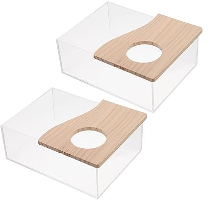 BELLIFFY Chinchilla Badewanne aus Acryl und Holz 2 Stück Transparente Verschleißfest mit Glatter Oberfläche für Meerschweinchen und Kleine Haustiere zu Hause