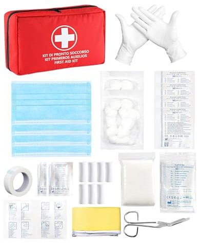 HW CASA Kit Piccolo Pronto Soccorso 42 pezzi,Kit Portatile Pronto Soccorso Trekking dal Peso Totale di 360g, Kit Pronto Soccorso Completo Adatto a Famiglie, Viaggi Brevi e Campeggio