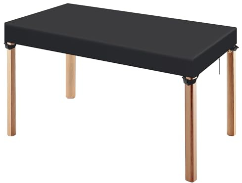 LCGOD 600D wasserdichte Gartentisch Abdeckung 160x90x15 cm | Winterfest, winddicht, UV-beständig, reißfestes Oxford-Gewebe, mit Kordelzug, für Terrasse & Balkon, langlebig, Schwarz