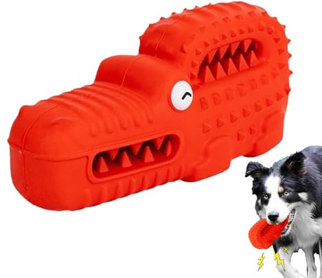 Gummi alligator hund leksak leksak alligator hund leksak gummi | leksaker för att aggressiva hundar, valpträningsverktyg med squeaker, söta tandrengöringsset för ani