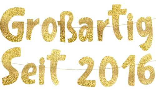 Girlang Großartig Seit 2016 Vit Glitter – Rolig Festdekoration, Födelsedagsdekoration, Presenter & Tillbehör