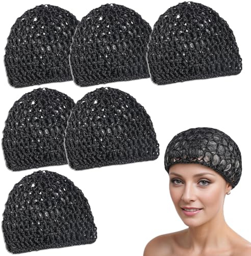 Envoltura para el cabello tubi, red de cabello dominicano de crochet elástica de 6 piezas, pelos de malla suave de malla red para la prensa de seda para mujeres durmiendo, pelos rectos largos y recto