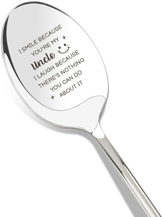 Uncle Gifts Uncle Birthday Gifts Funny Fathers Day Gift Ideas for Uncles from Niece from Nephew Personalised Father's Day Presents Christmas Xmas Teaspoon Coffee Spoon Dessert Spoon
