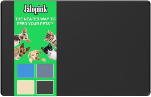Jalopink Silikon-Futtermatte für Haustiere, rutschfeste wasserdichte Futtermatte mit erhöhtem Rand für Hunde und Katzen, 56 x 36cm (Schwarz, L)