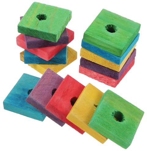 DIKACA 50 Pieces Mixed Color DIY Parrot Wood Chip Safe Bird Bite for Cockatiels Parakeets African Greys Promotes Chewing Exercise and Skill Development
