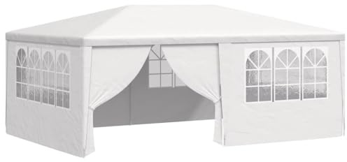 Weißes Professionelles Partyzelt 4x6m mit Seitenwänden: Gartenpavillon Gartenzelt UV-beständig & Wasserdicht, Ideal für Gartenfeste und Outdoor-Events