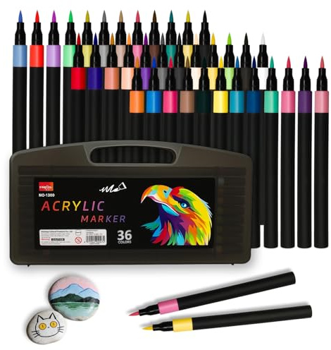 DewGulf 36 colores marcadores acrílicos de secado rápido sin transparencia para superficies múltiples madera cerámica metal plástico textil arte DIY niños