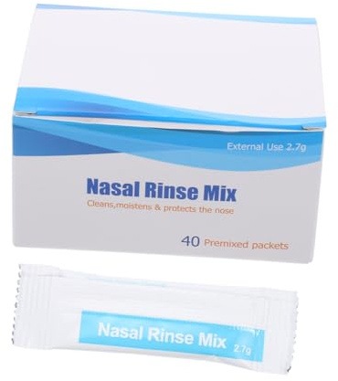 TEHAUX 40 Confezioni di Sale per Lavaggio Nasale da 2,7g, Sale Fisiologico per Pulizia Naso, Facile da Trasportare e Si Scioglie Velocemente, per Uso Domestico e Outdoor