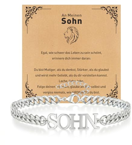 TOLOWOBK Armband Herren Silber Geschenke für Mann Papa Sohn Bruder Panzerkette Armband Männer Jungen Armbänder für Herren Gliederarmband Armkette Abschluss Jahrestag Geburtstag Geschenk für Männer