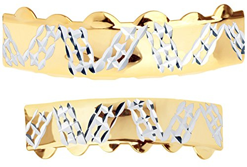 Gold Grillz - One size fits all - Diamond Cut Plate - SET