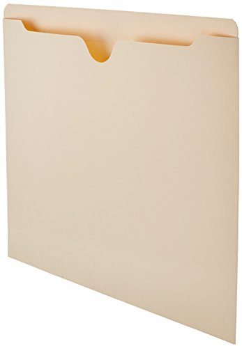 Amazon Basics File Jackets for Organizing Documents, Reinforced Straight-Cut Tab, Flat-No Expansion, Letter Size, Manila, 100-Pack
