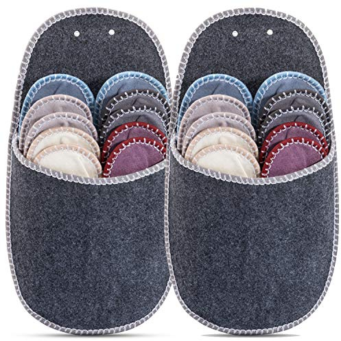 ONVAYA 2er Set Gästehausschuhe | Pantoffel | Hausschuhe Set | Filz | 11-TLG. | grau | Sparset