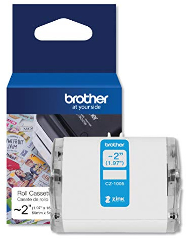 Brother Genuine CZ-1005 Continuous Length ~ 2 (1.97”) 50 mm Wide x 16.4 ft. (5 m) Long Label roll Featuring Zink Zero Ink Technology