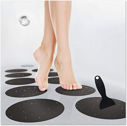 cocofy stor halkfri dekal för badkar och dusch Ø 15 cm XXL kuddar, rund, halkfri dekal som halkfri matta i duschen även för barn, 10-pack Ø 15 cm [XXL] svart