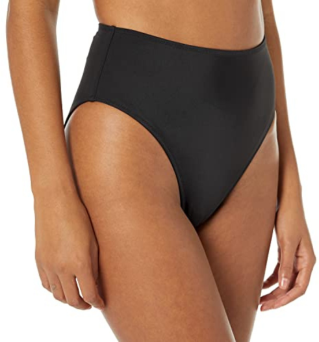 Amazon Essentials Damen Bikinihose mit Hohem Bund und Hohem Beinausschnitt, Verwaschenes Schwarz, 42